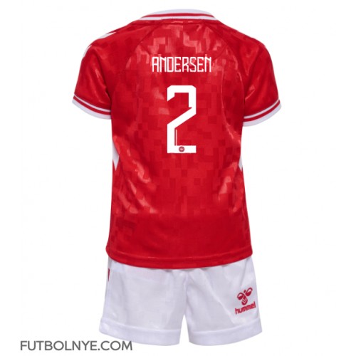 Camiseta Dinamarca Joachim Andersen #2 Primera Equipación para niños Eurocopa 2024 manga corta (+ pantalones cortos)